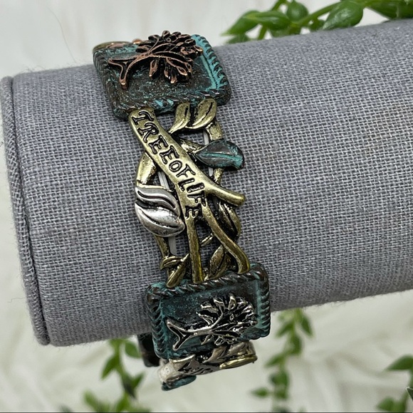 Wisdom Multi Toned Metal Stretch Bracelet - Picture 6 of 6
